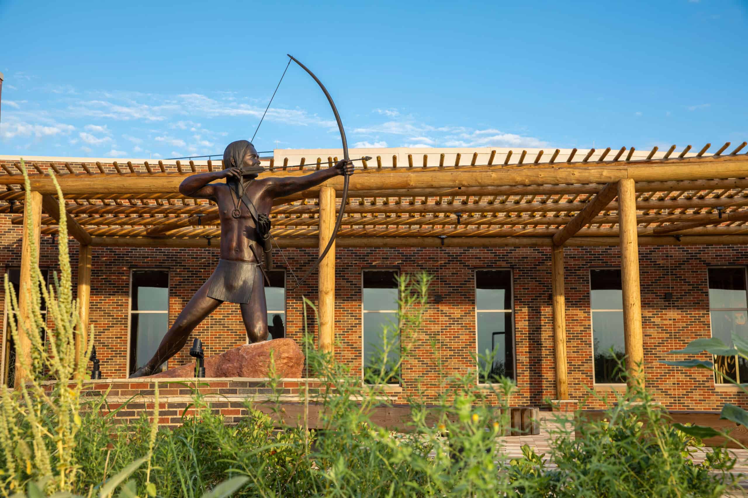 Statue in outside of the Choctaw Cultural Center