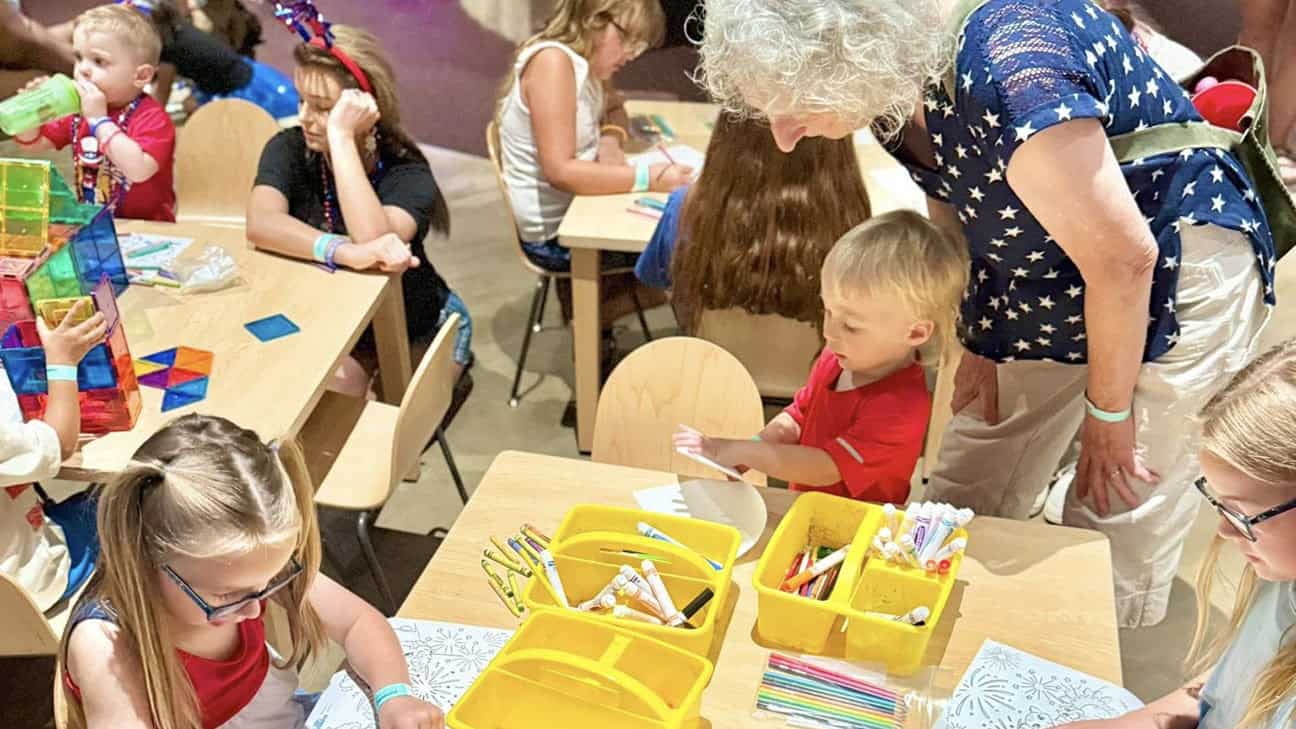 Toddlers crafting at the Cultural Center
